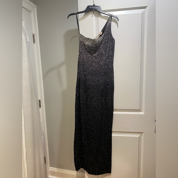 Scala, Beaded Black Floor-Length Gown, with side slit, Size M - Picture 1 of 5